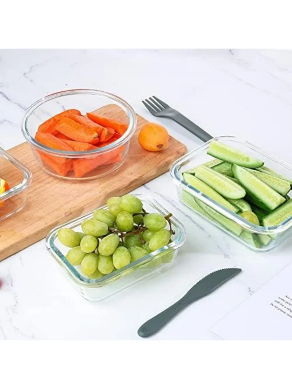 24-Piece Gray Glass Food Storage Containers Set with Lids - Airtight, BPA-Free